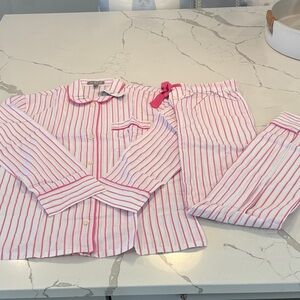 J. Crew Pink and White Striped Sleepwear Set